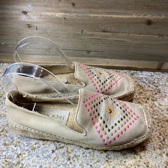 Jack Rogers Tan Suede Patterned Details Espadrilles - Picture 1 of 8